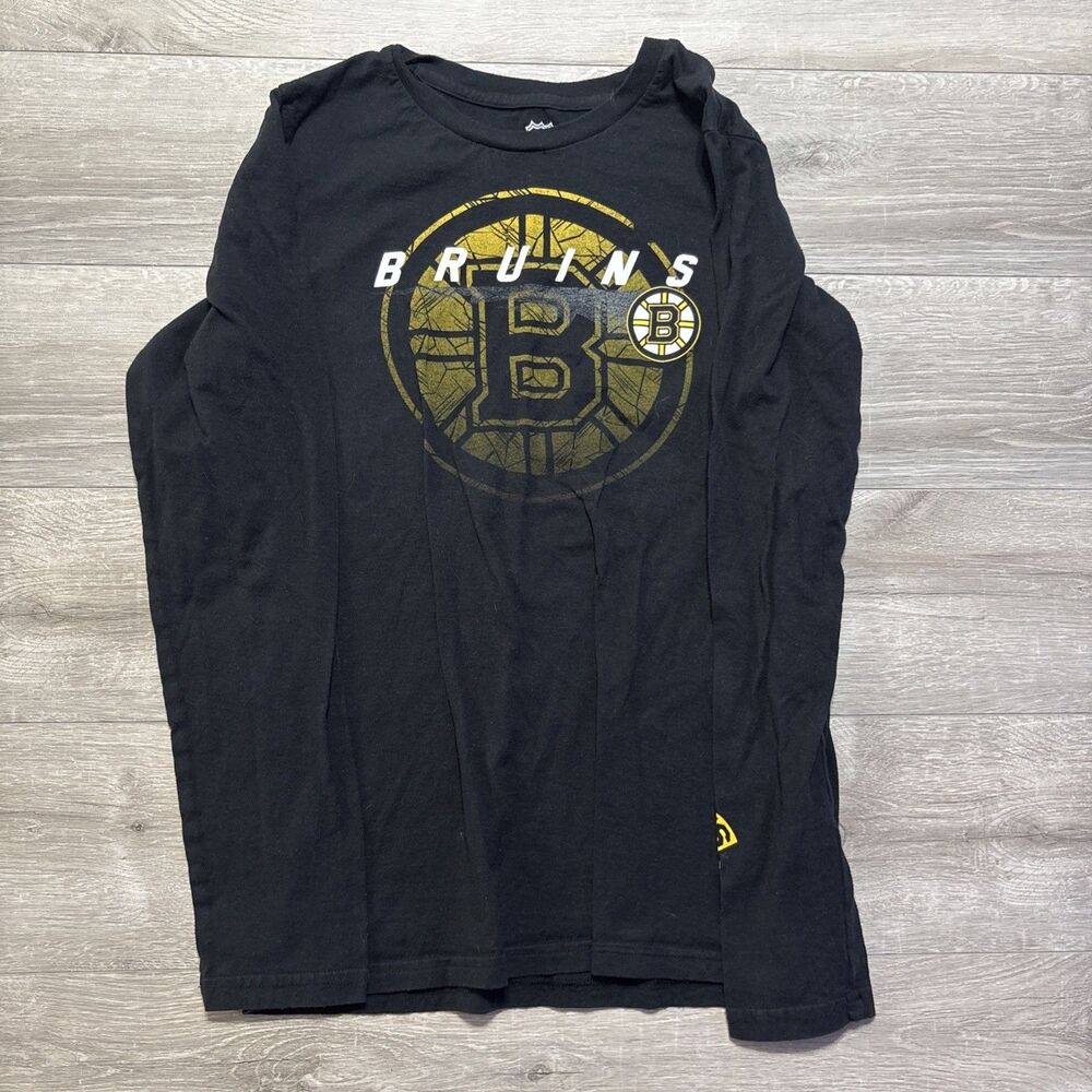 Boston Bruins Youth Large 14/16 Black Long Sleeve Shirt NHL Hockey